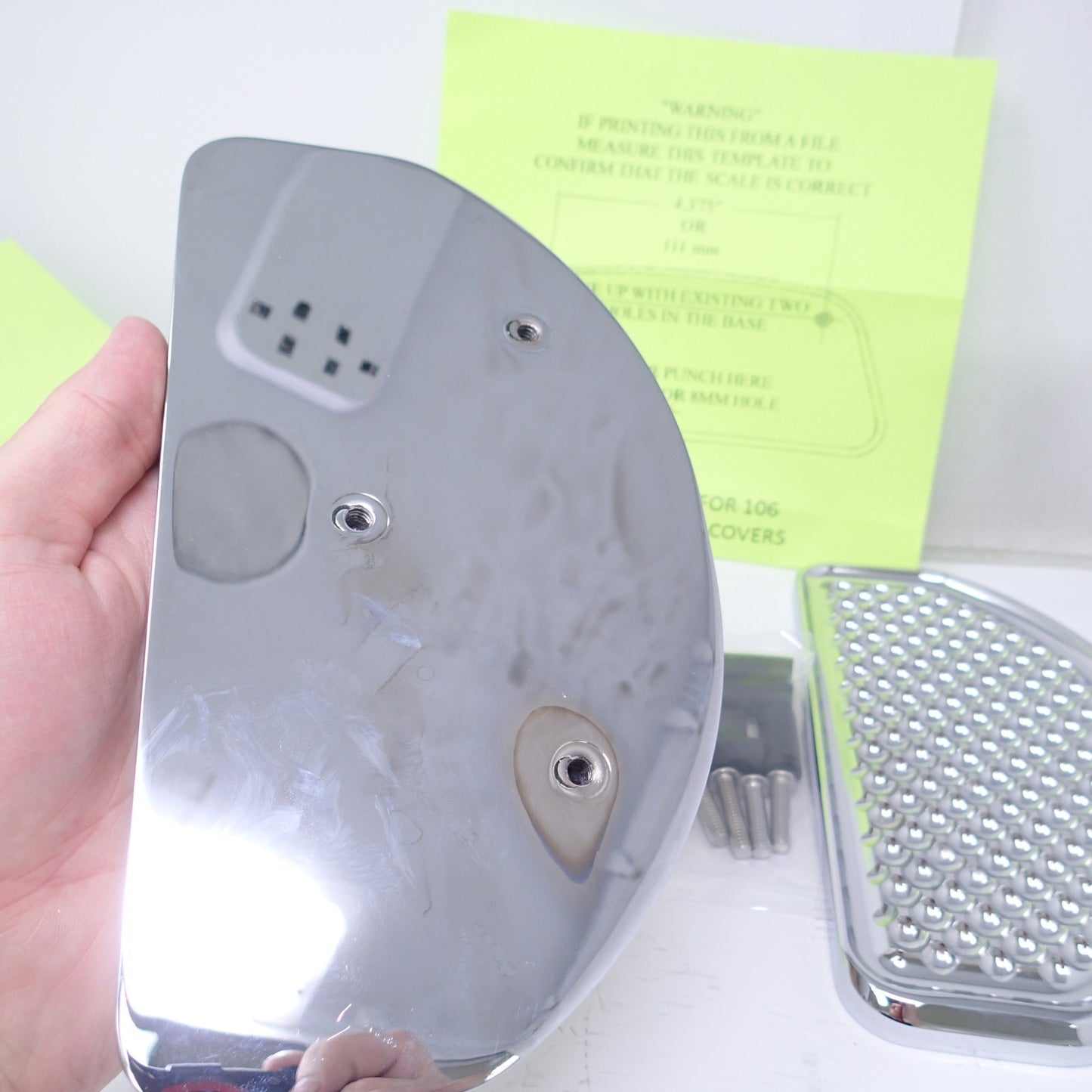 Cycle Smiths Motorcycle Shredder Rear Footboard Covers - Chrome Waffle Rear