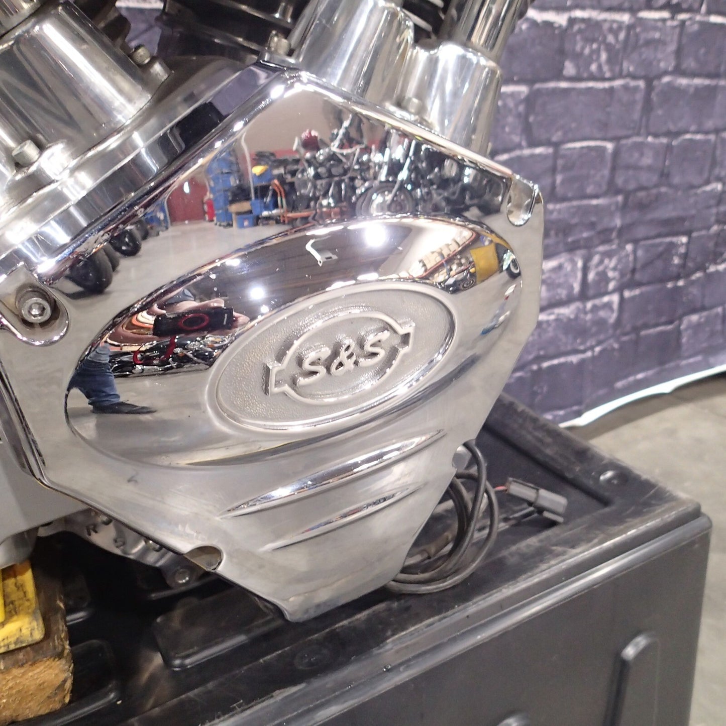 MOTORCYCLE S&S X-wedge Engine, 124 cubic inch. Mockup engine. Garage art