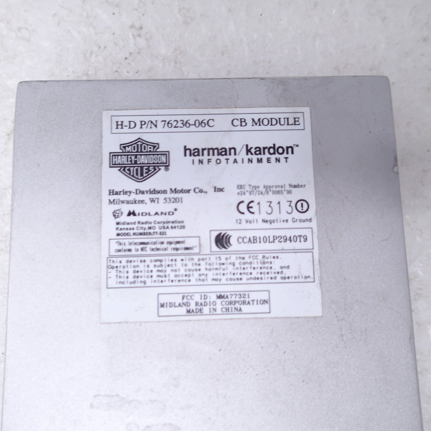 HARLEY DAVIDSON ELECTRAGLIDE TOURING CB MODULE 76236-06C