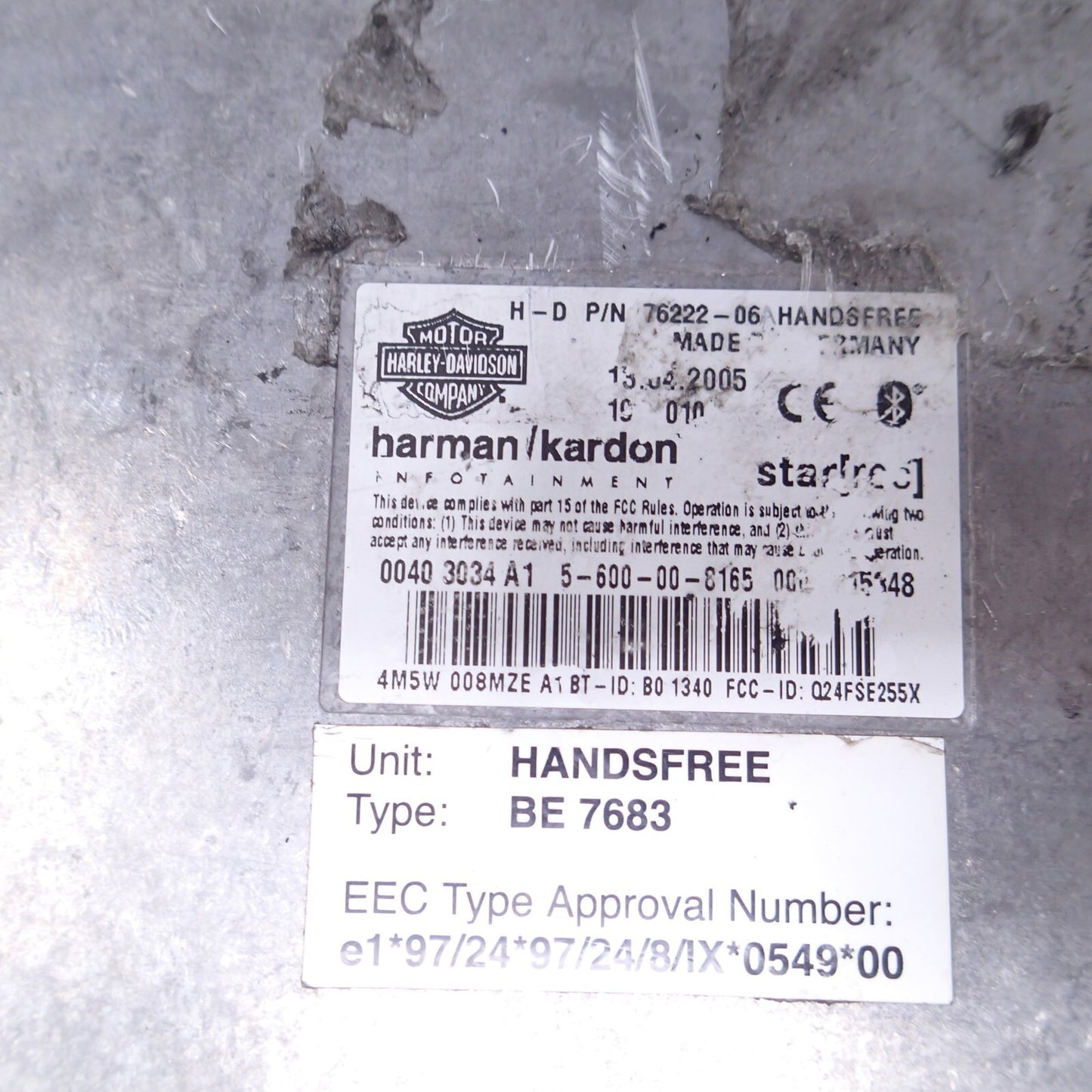 HARLEY DAVIDSON OEM, HANDSFREE BLUETOOTH CELL PHONE INTERFACE 76222-06