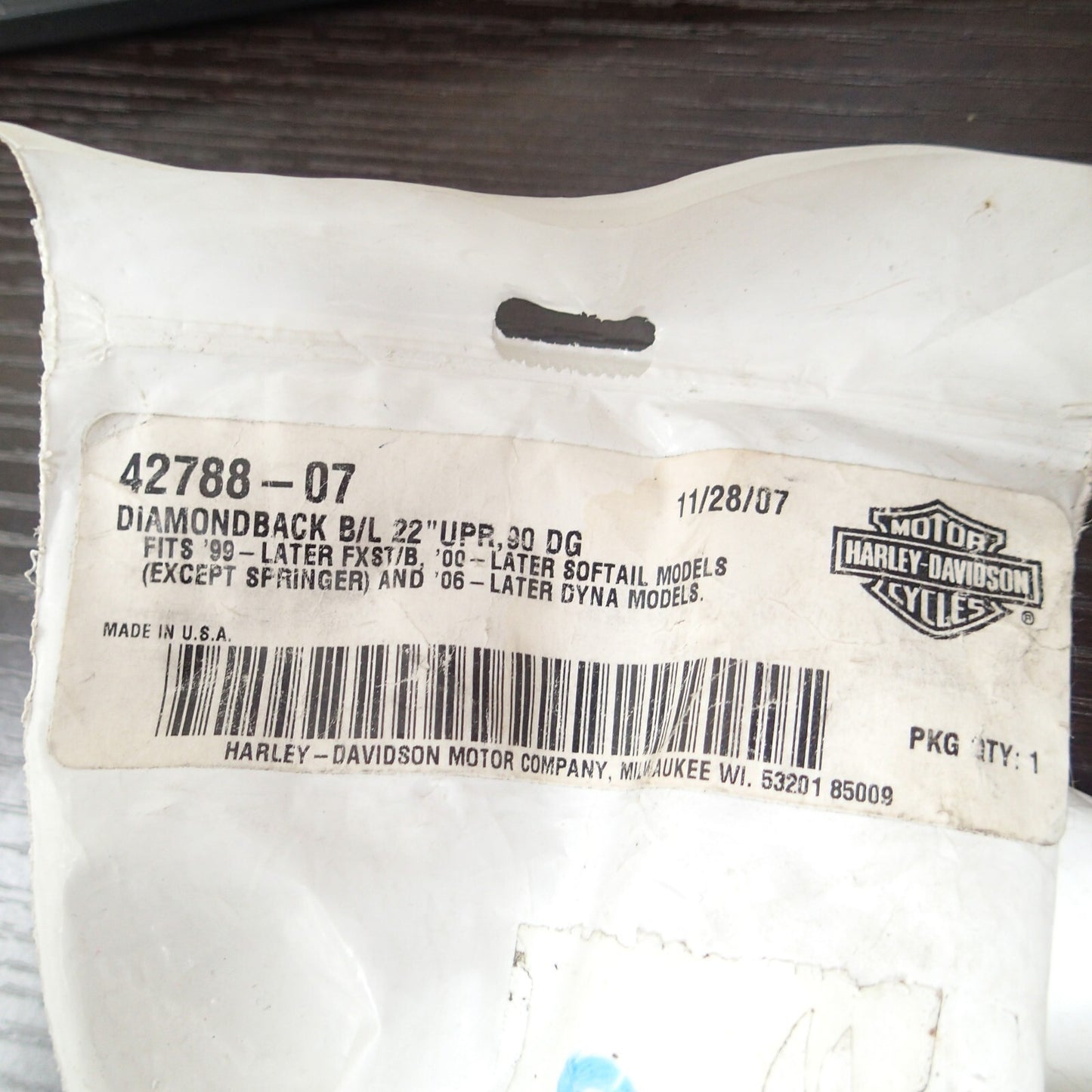 Harley Davidson Diamondback stainless Upper brake line 22" / 90 degree 42788-07