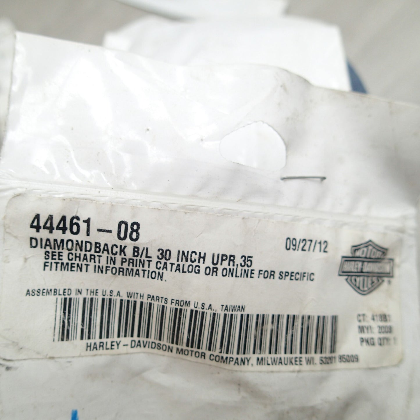 Genuine Harley 96-17 Touring Diamondback Brake Line 30" UPR, 35DG 44461-08 NEW