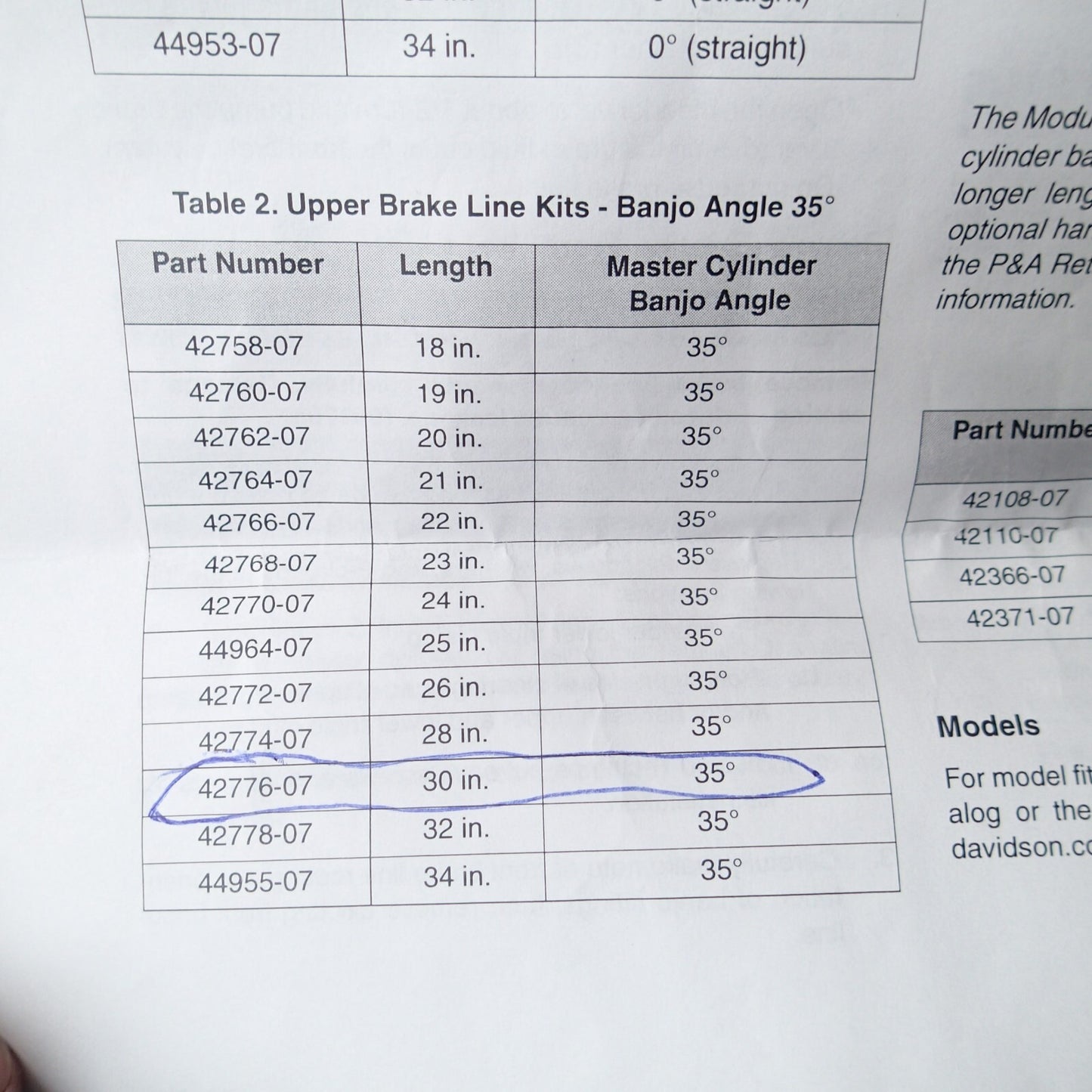 Harley Davidson Diamond Back B/L 30" banjo Angle-35 DG 42776-07