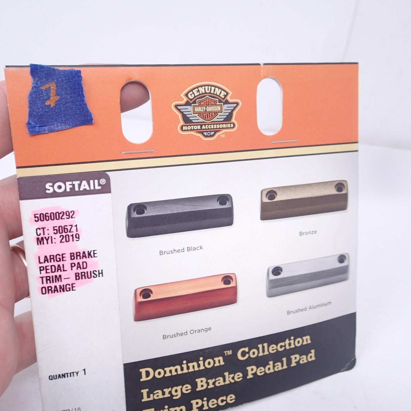 Harley Davidson Large Brake Pedal Pad Trim Piece- Brushed Orange -New-50600292