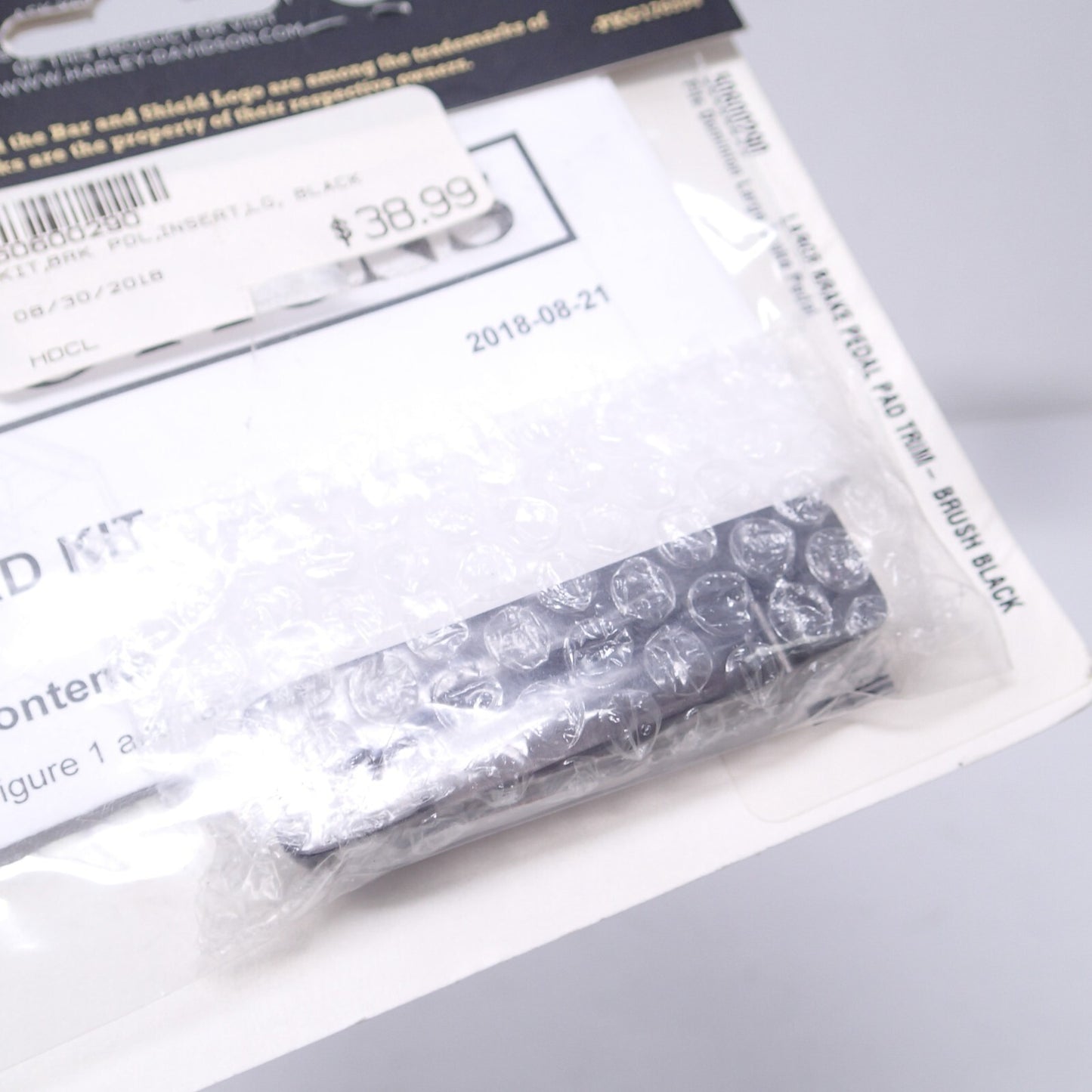 Harley Davidson Large Brake Pedal Pad Trim Piece- Brushed Black-New-50600290