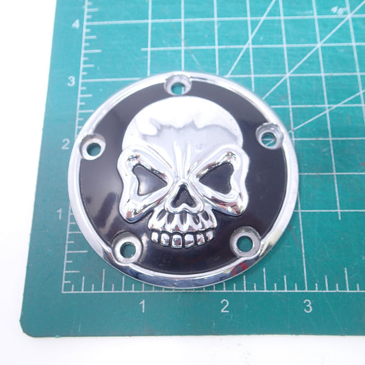 Harley EVO 1977-1999 CHROME SKULL CAM timing cover USED 3inch