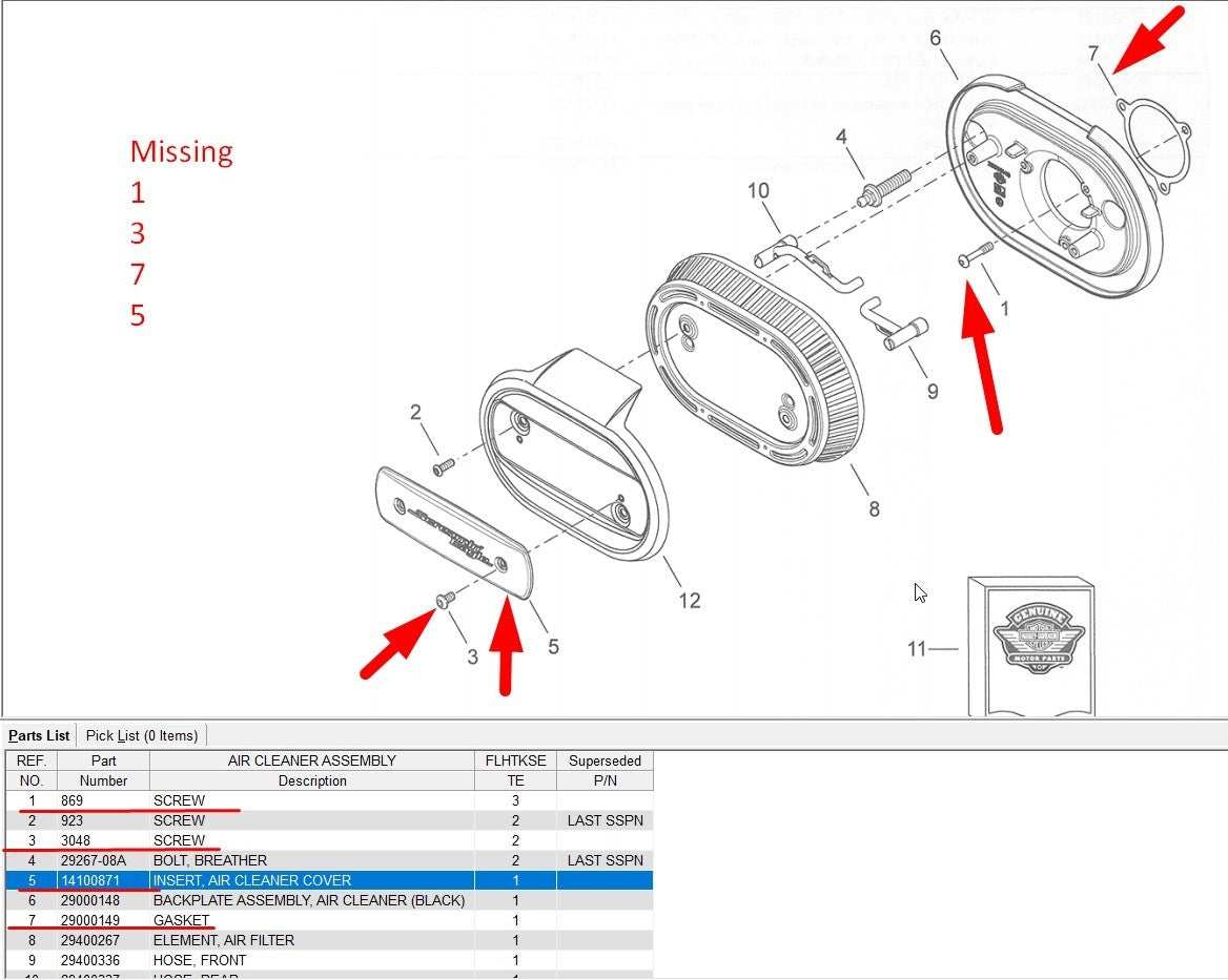 Harley 29000148 /61300751 Air Cleaner Back Base Plate 17-24 Touring Softail 613