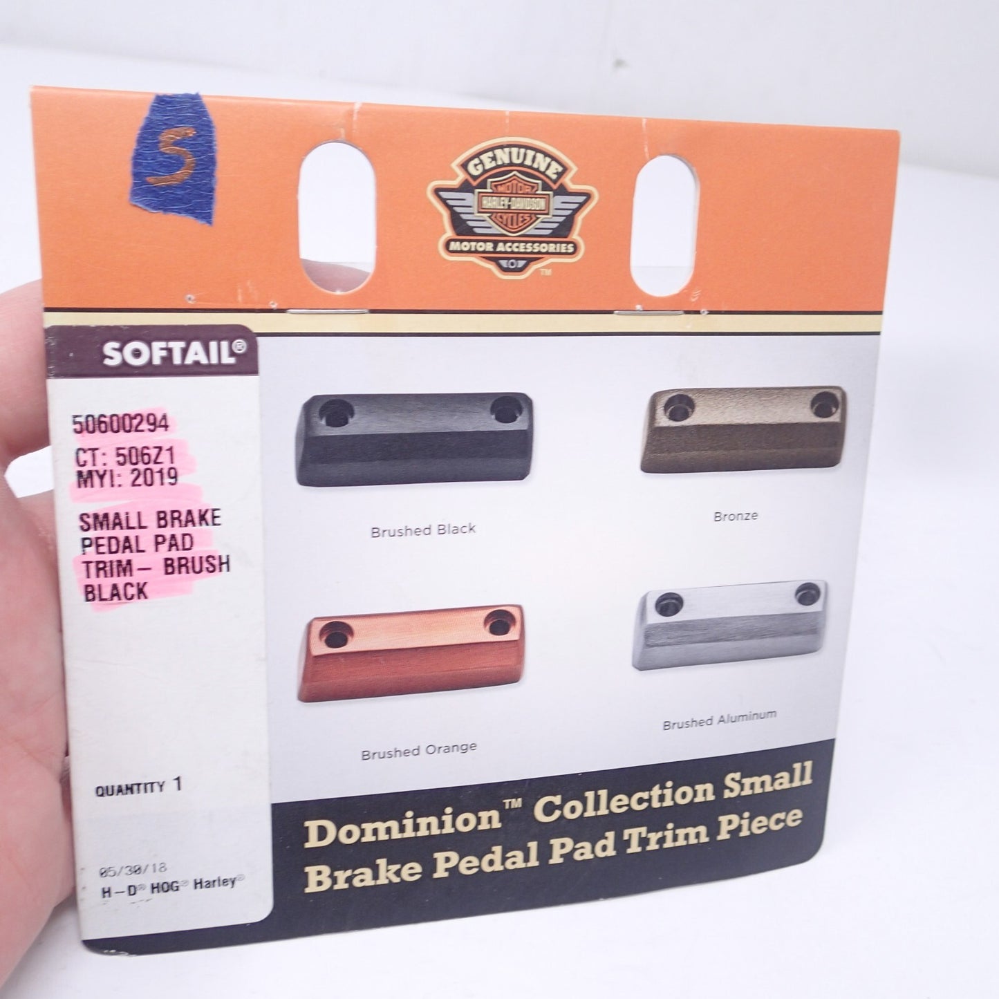 Harley Davidson Small Brake Pedal Trim Piece-Brushed Black-New-50600294