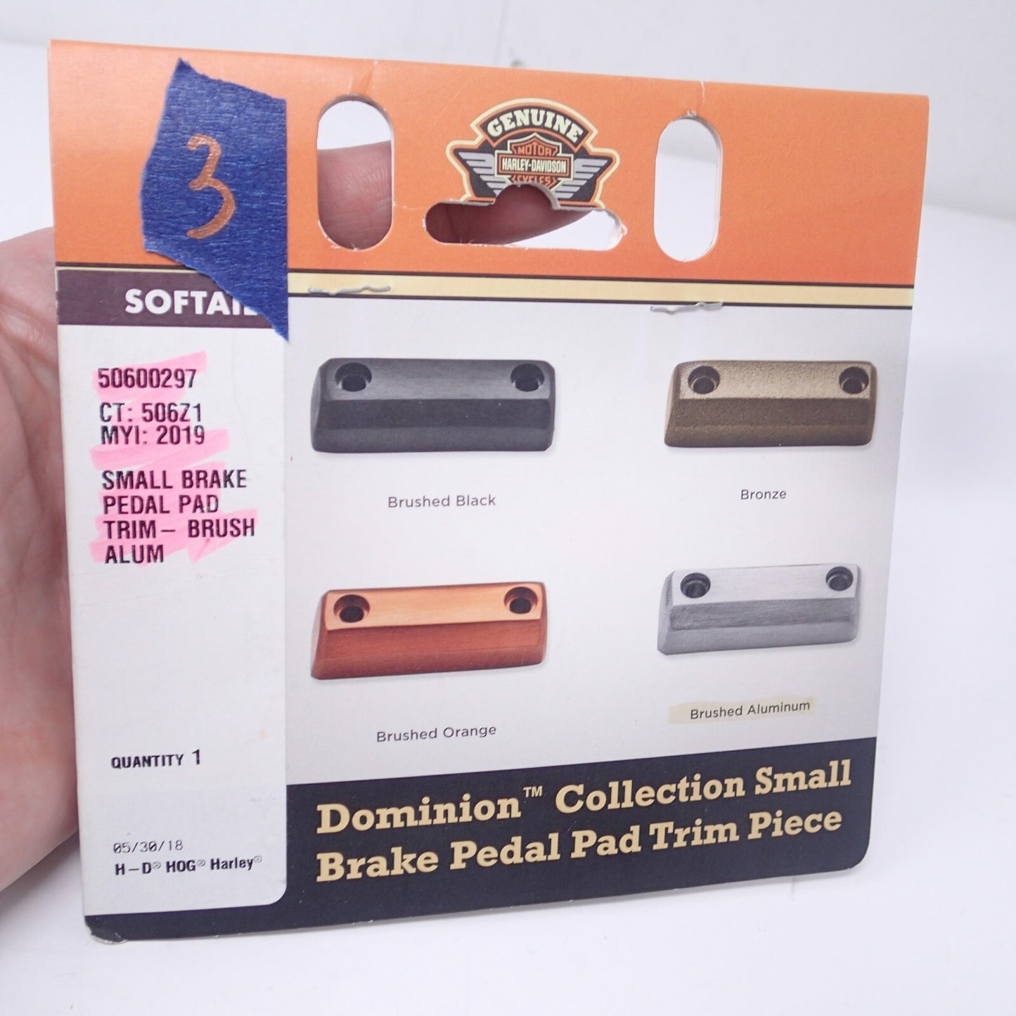 Harley Davidson Small Brake Pedal Trim Piece-Brushed Aluminum-New-50600297