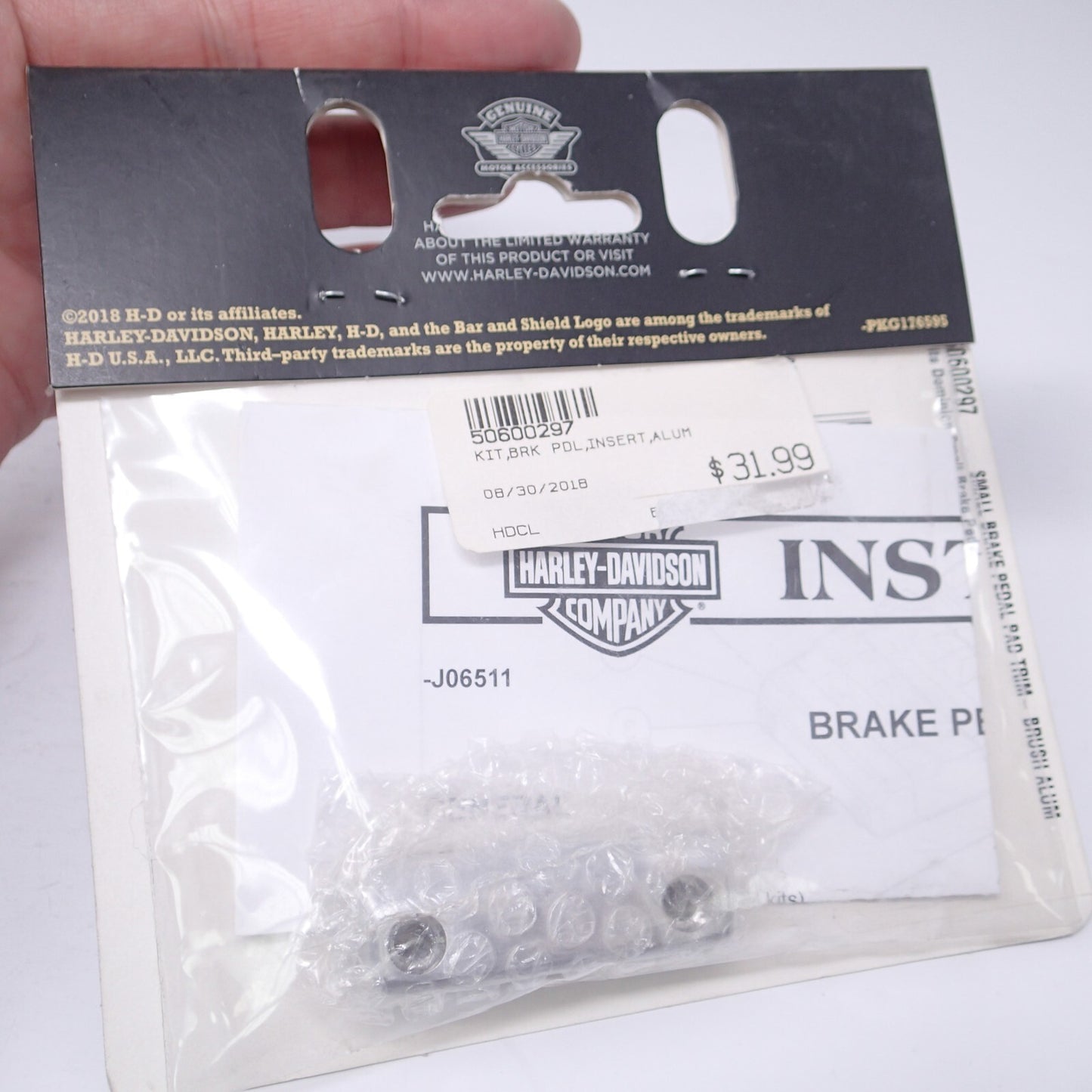 Harley Davidson Small Brake Pedal Trim Piece-Brushed Aluminum-New-50600297