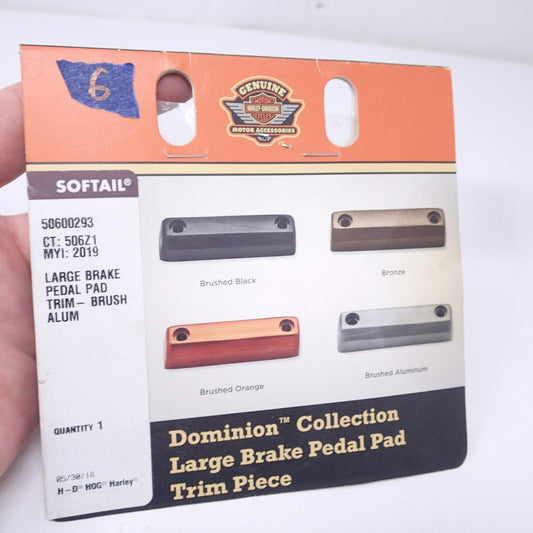 Harley Davidson Large Brake Pedal Pad Trim Piece-Brushed Aluminum-New-50600293