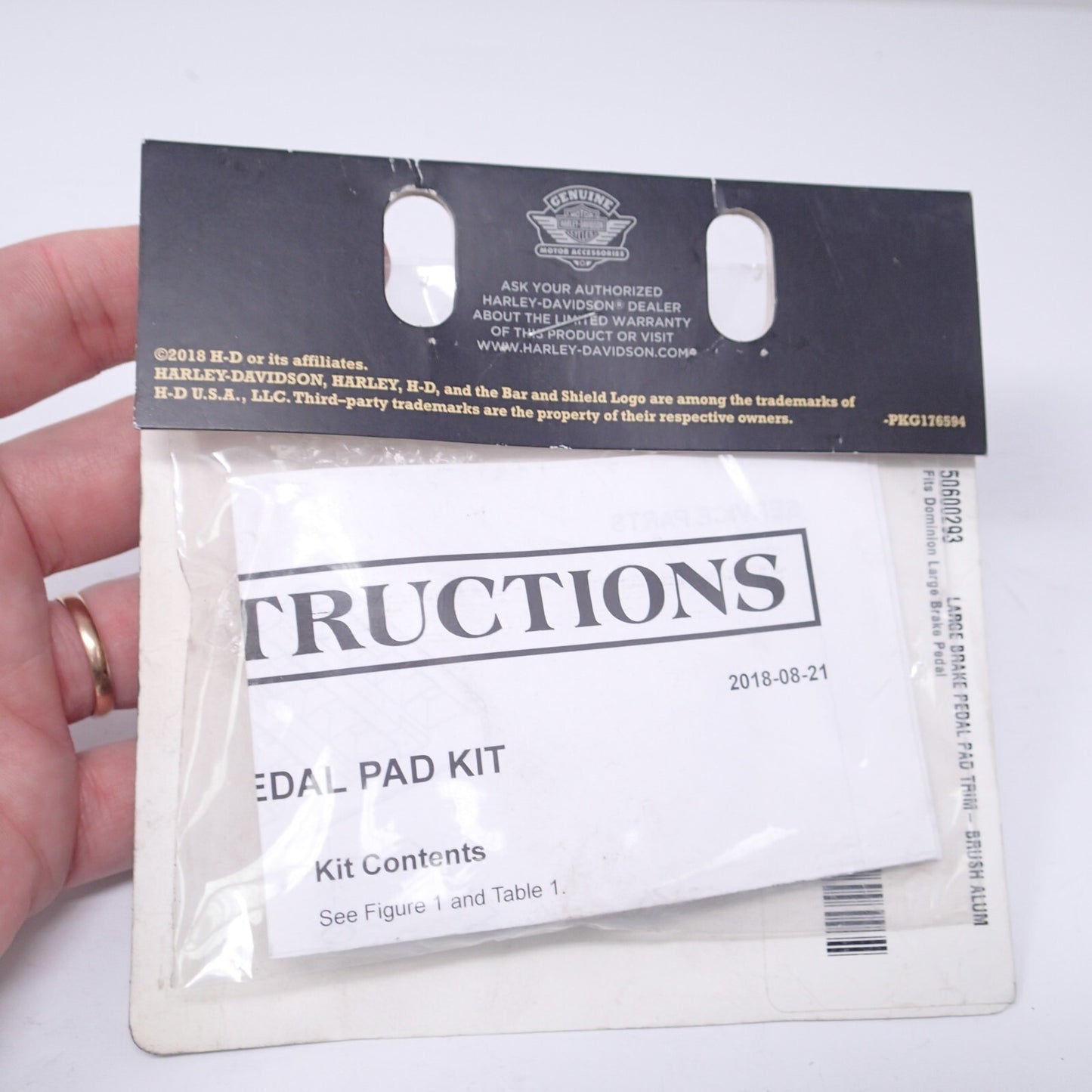 Harley Davidson Large Brake Pedal Pad Trim Piece-Brushed Aluminum-New-50600293