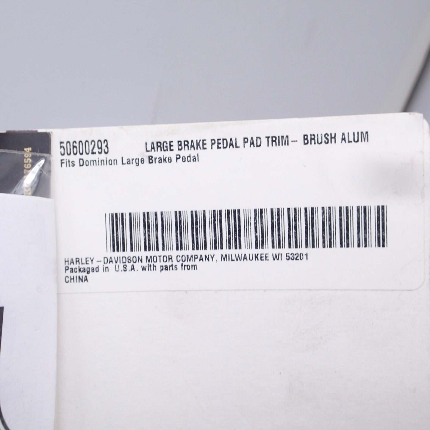 Harley Davidson Large Brake Pedal Pad Trim Piece-Brushed Aluminum-New-50600293