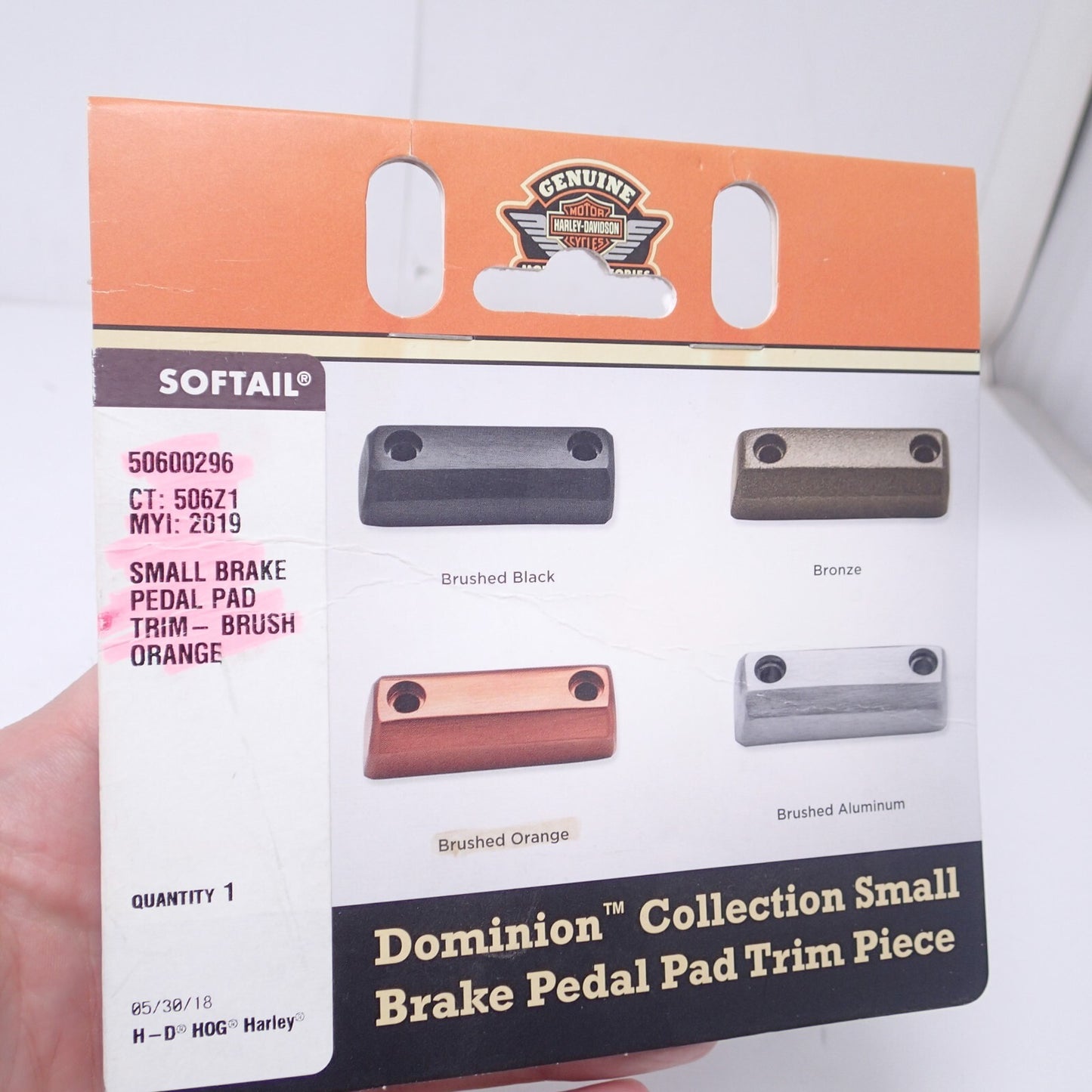 Harley Davidson Small Brake Pedal Trim Piece-Brushed Orange-New-50600296