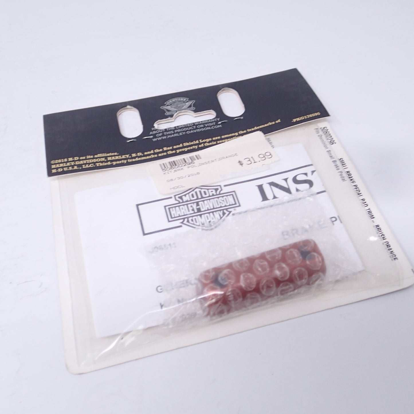 Harley Davidson Small Brake Pedal Trim Piece-Brushed Orange-New-50600296