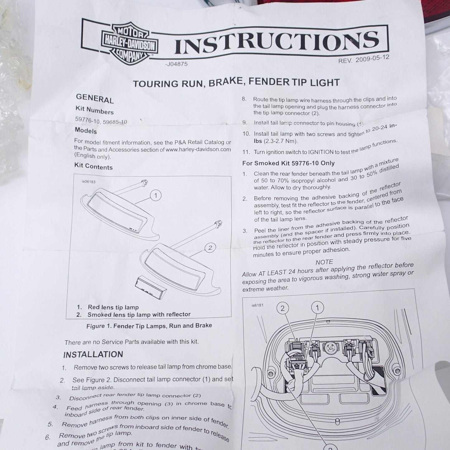 HARLEY FENDER TIP BRAKE LIGHT W/RED LENS - 59672-09 / 5858630