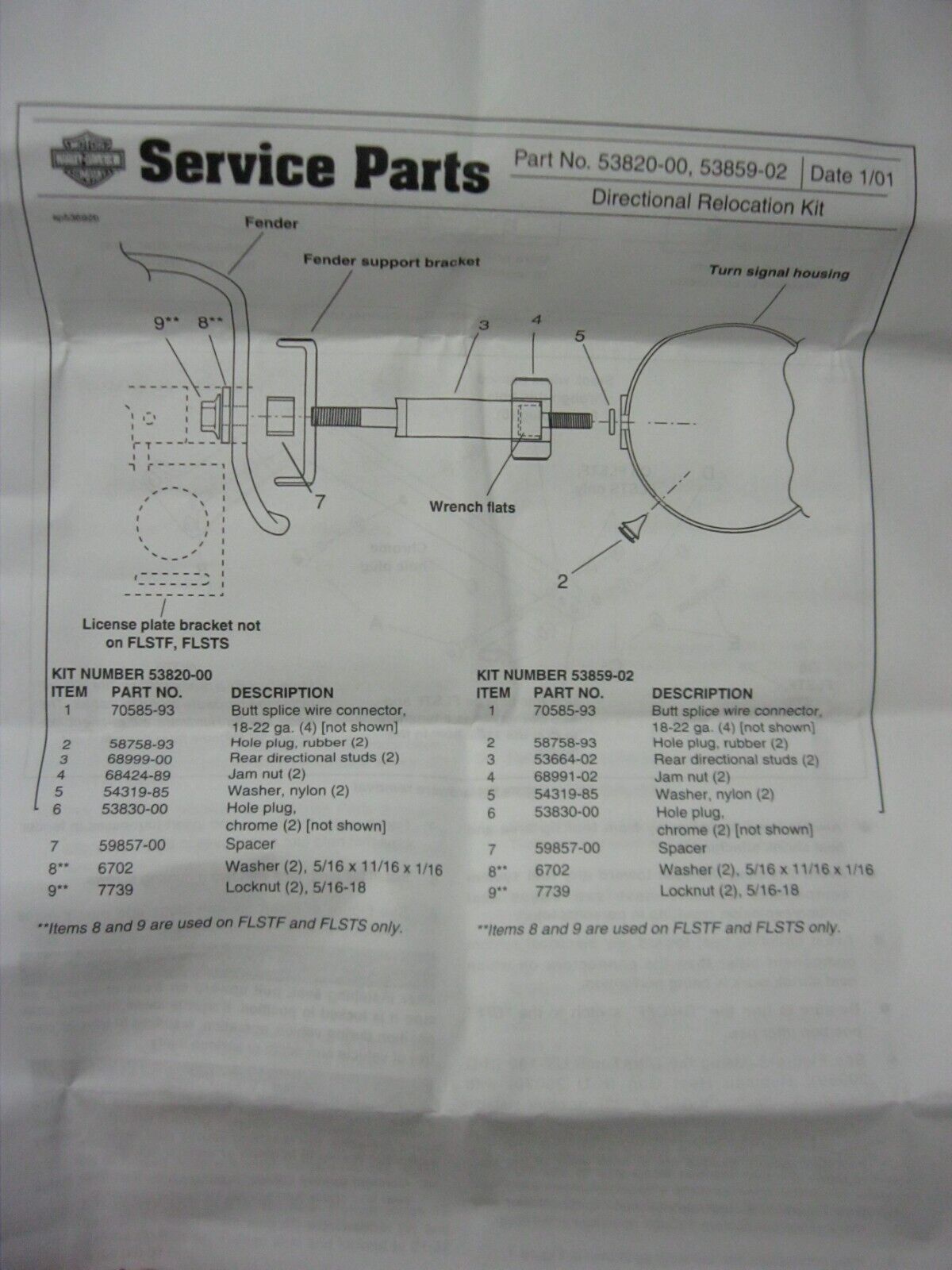 Harley-Davidson '00-Later Softail Turn Signal Relocation Kit 53820-00