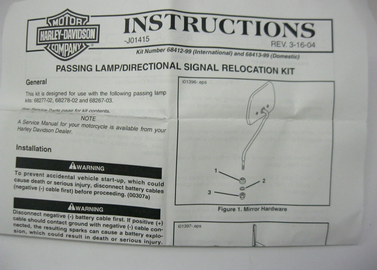 Harley-Davidson Turn Signal Relocation Kit 68413-99