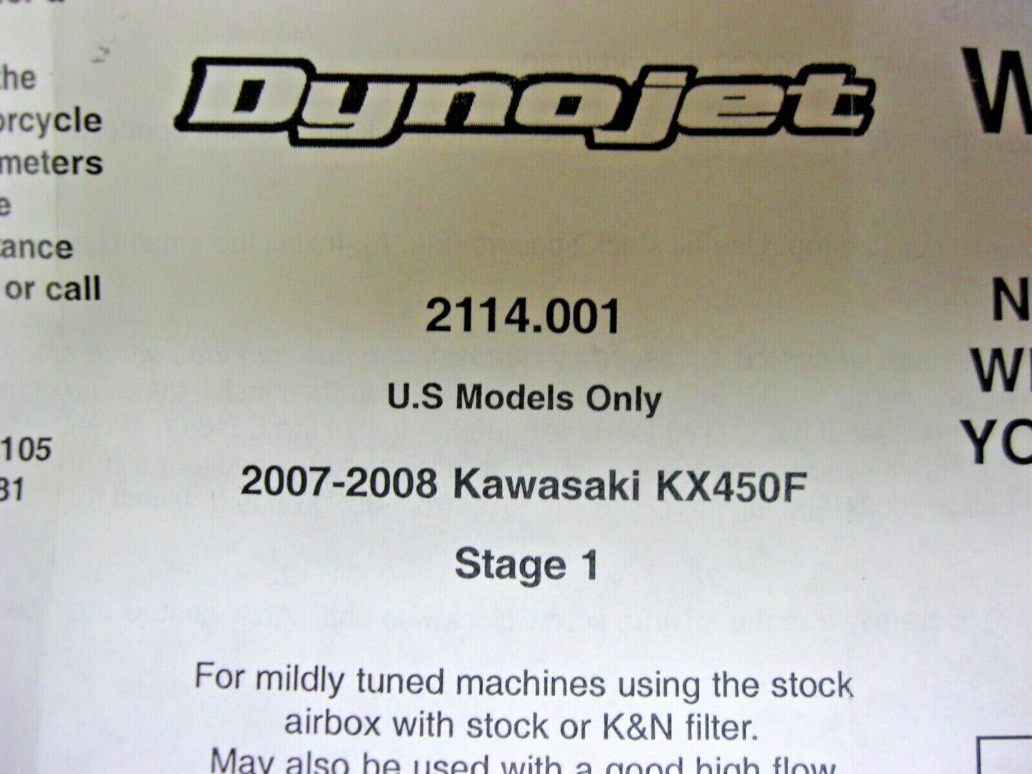 DynoJet Stage 1 Jet Kit for 07-08 Kawasaki KX450F  134929