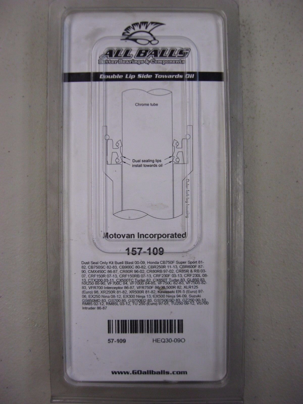 ALL BALLS RACING 57-109 FORK SEAL SET (2) 37-50.5-12.5