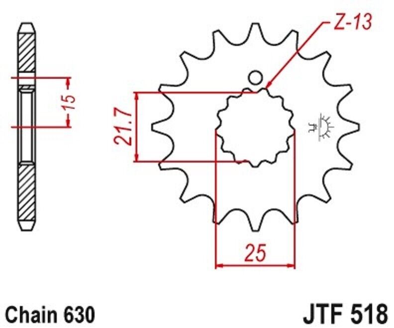 JT Sprockets Front Steel Sprocket 13 Tooth    JTF518-13