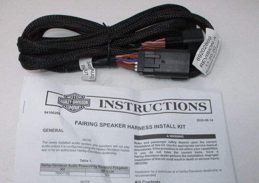 Harley Davidson  Audio  Rockford Fosgate - CVO Model Speaker Harness 76001100