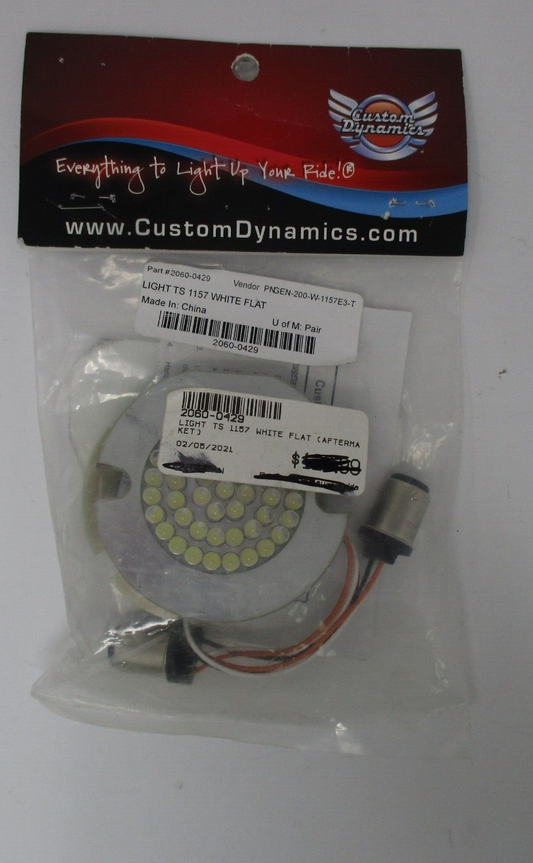 Custom Dynamics Lights TS 1157 White Flat LED Turn Signal Inserts  2060-0429