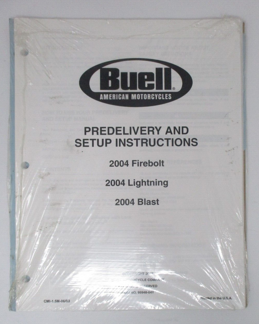 Buell Predelivery and Setup Instructions 2004