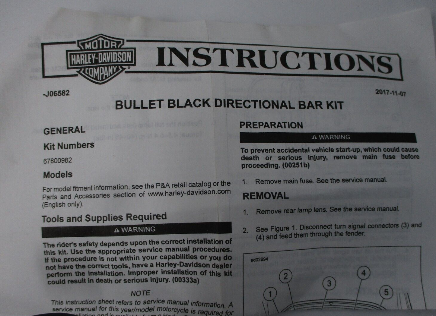 Harley-Davidson Bullet Black Directional Bar Kit 67800982