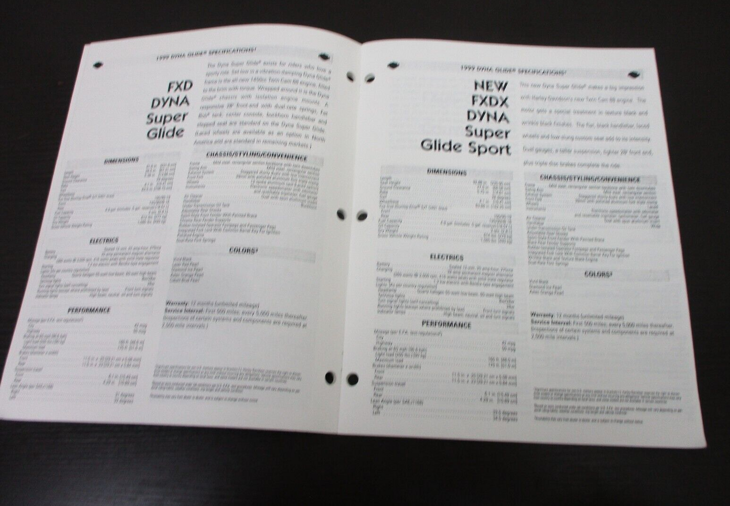 Harley-Davidson 1999 Specification Manual