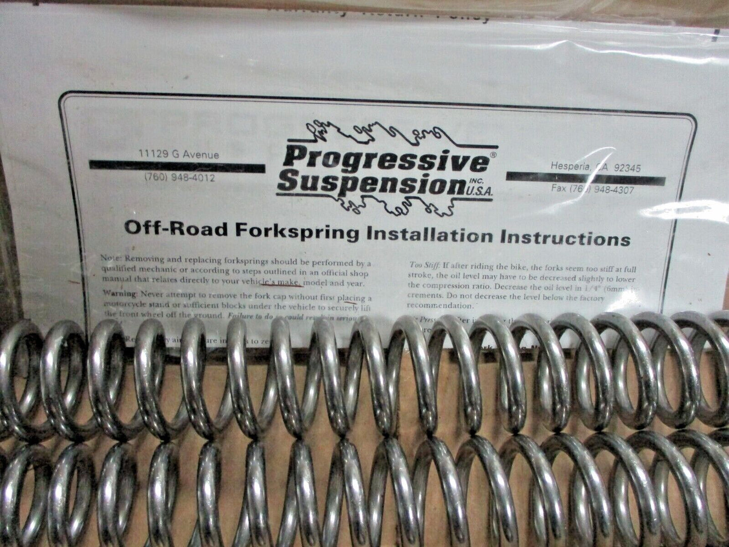 Progressive Suspension Front Fork Springs 11-1506