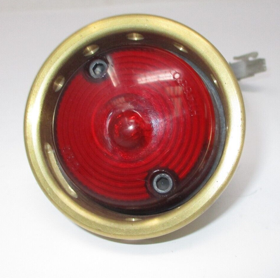 Tail Light  2 3/4 inch Round Drilled Brass License Plate Light  107-0045