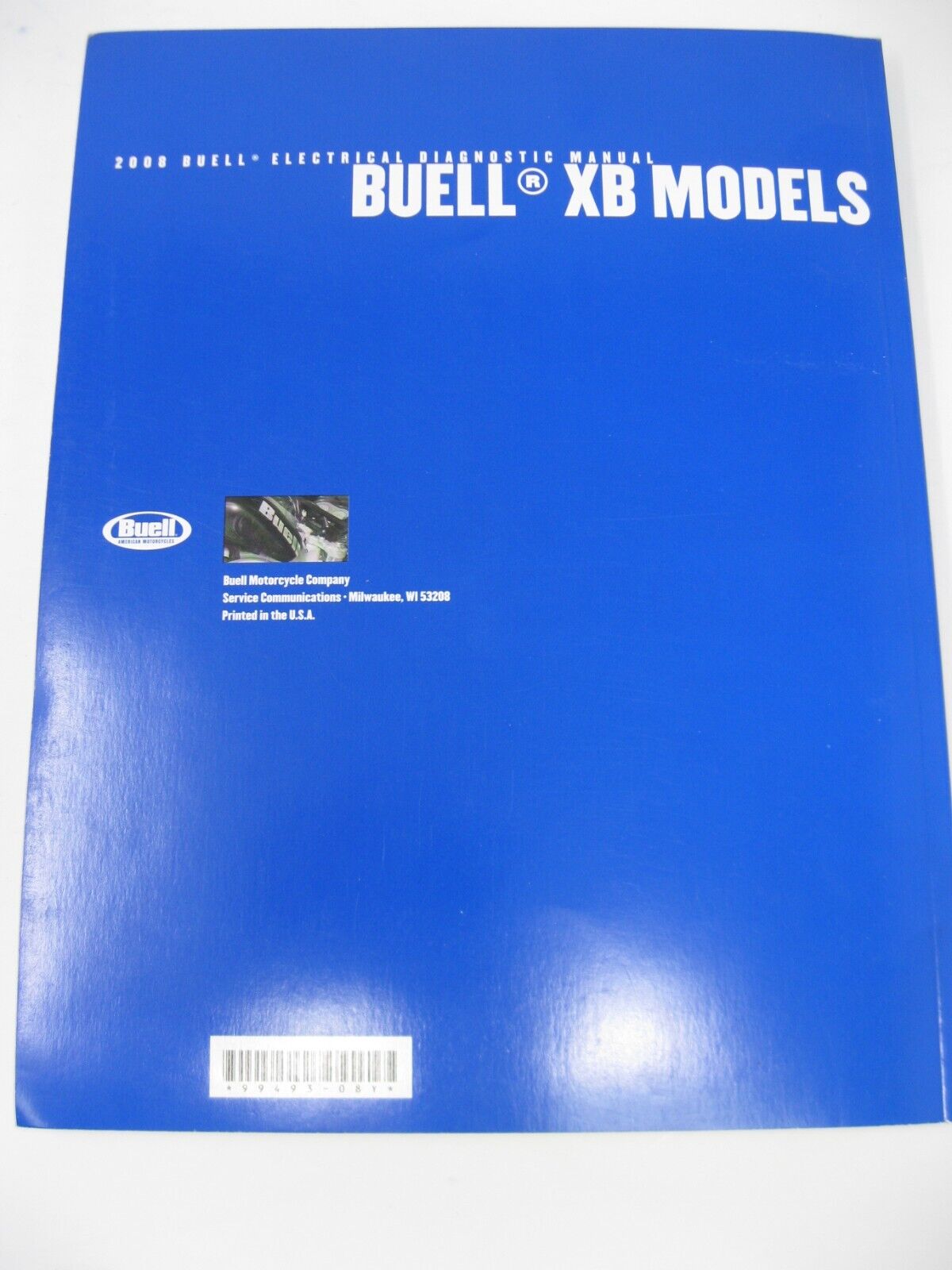 Buell Electrical Diagnostic Manual 2008 XB Model 99493-08Y