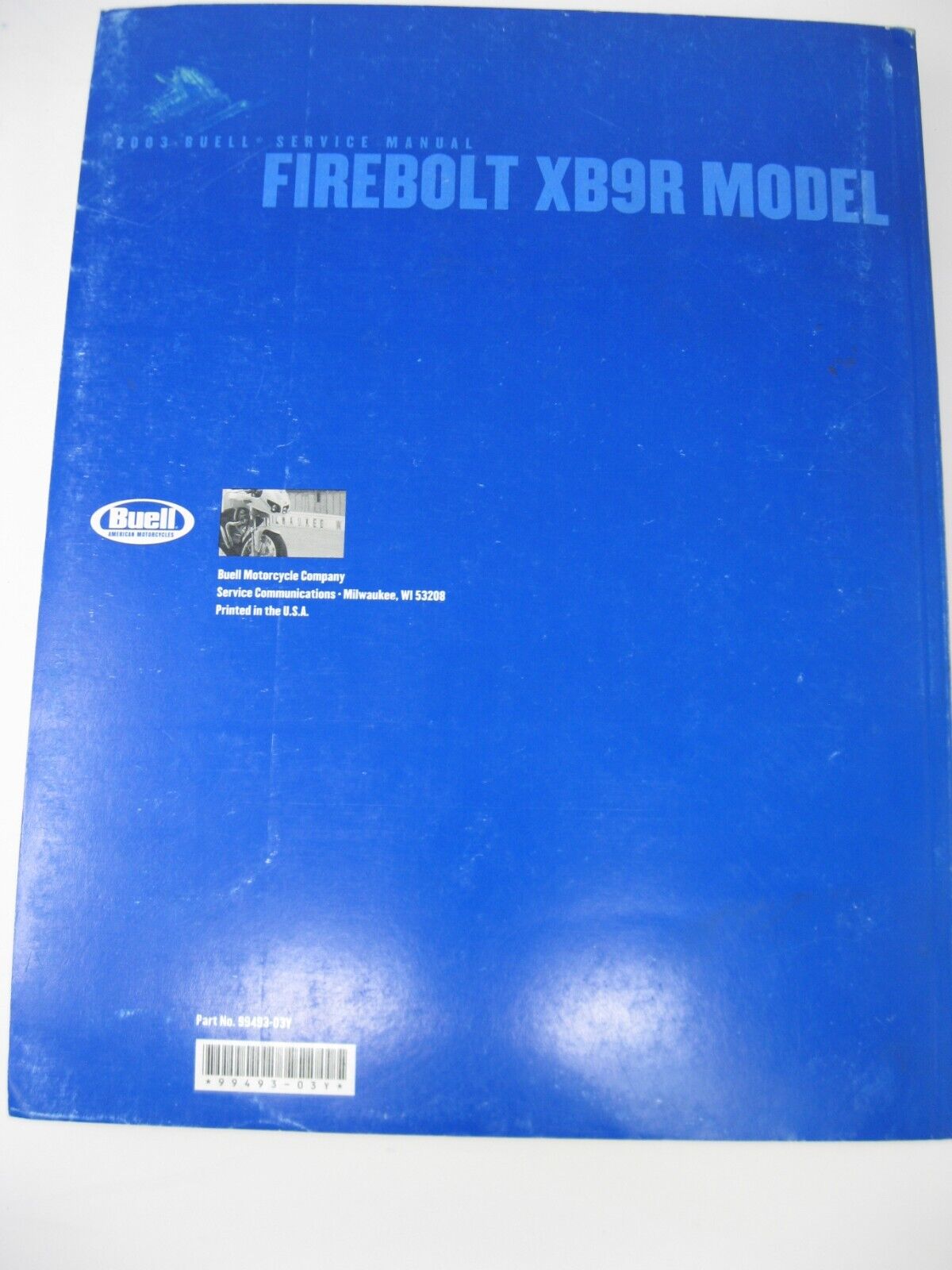 Buell Service Manual 2003 Firebolt XB9R Model 99493-03Y