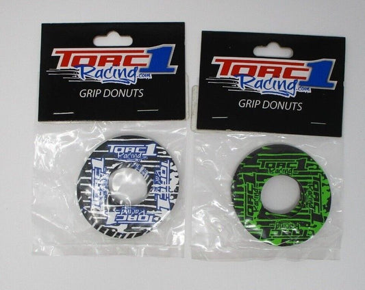 TORC1 Racing Donut Grip Set TWO PACK Blue/White and Black/Green