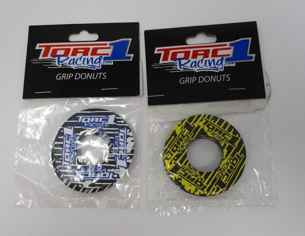 TORC1 Racing Donut Grip Set TWO PACK Blue/White and Yellow/Black