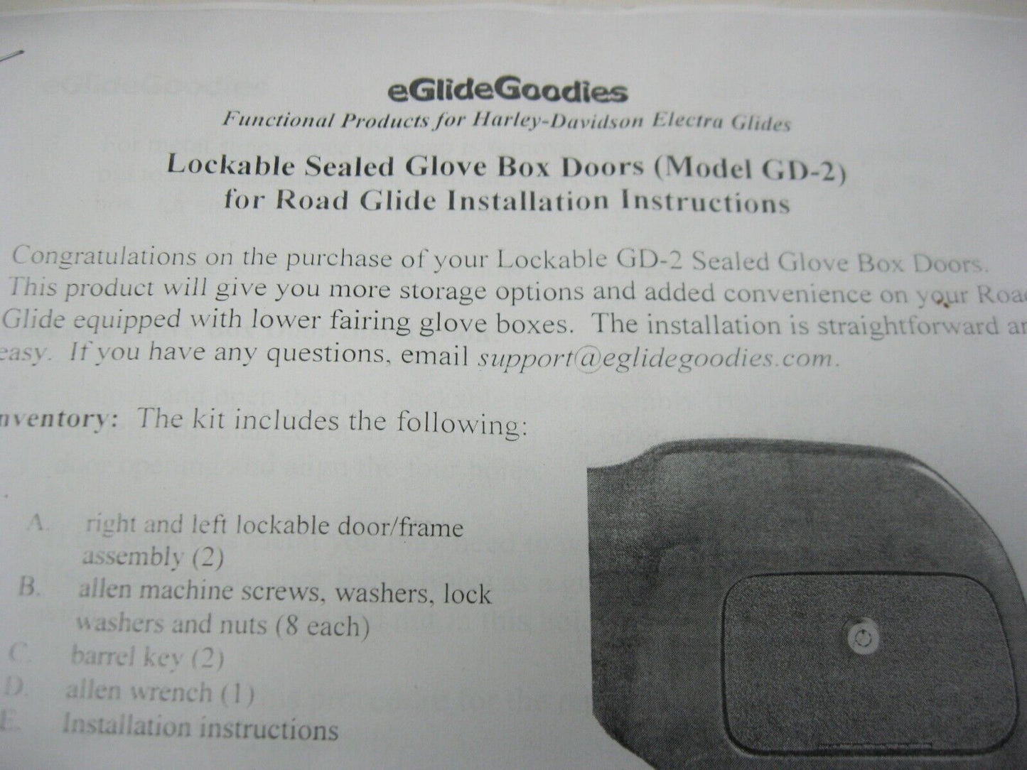 eGlideGoodies OEM Sealed Lockable Glove Box Doors GD-2