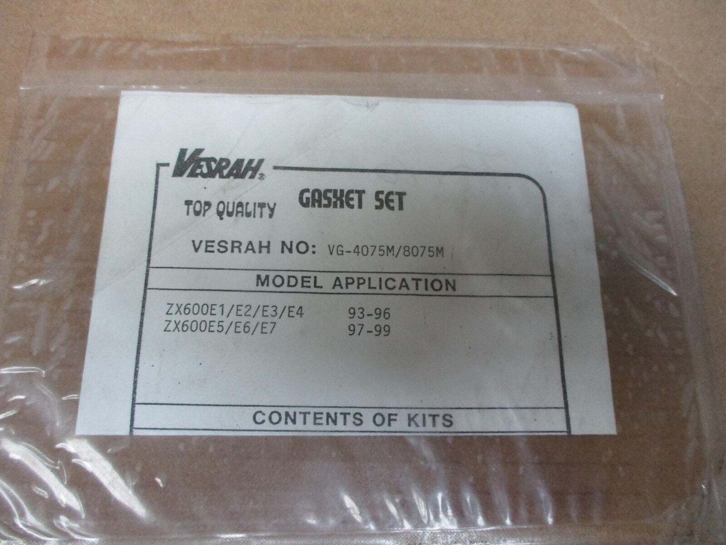 Vesrah Gasket Set ZX600E VG-4075M/8075M