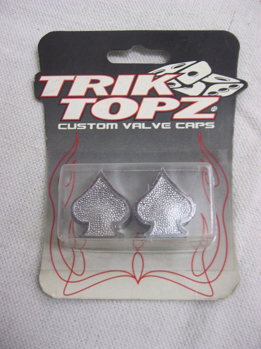 TRIK TOPZ CUSTOM SPADE DESIGN MOTORCYCLE CAR TRUCK WHEEL VALVE STEM CAPS 2 PACK