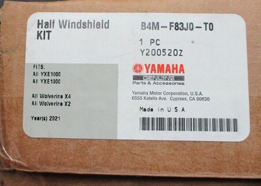 Yamaha OEM Half Windshield Kit for '21 Wolverine x4/x2, YXE1000 B4M-F83J0-T0-00