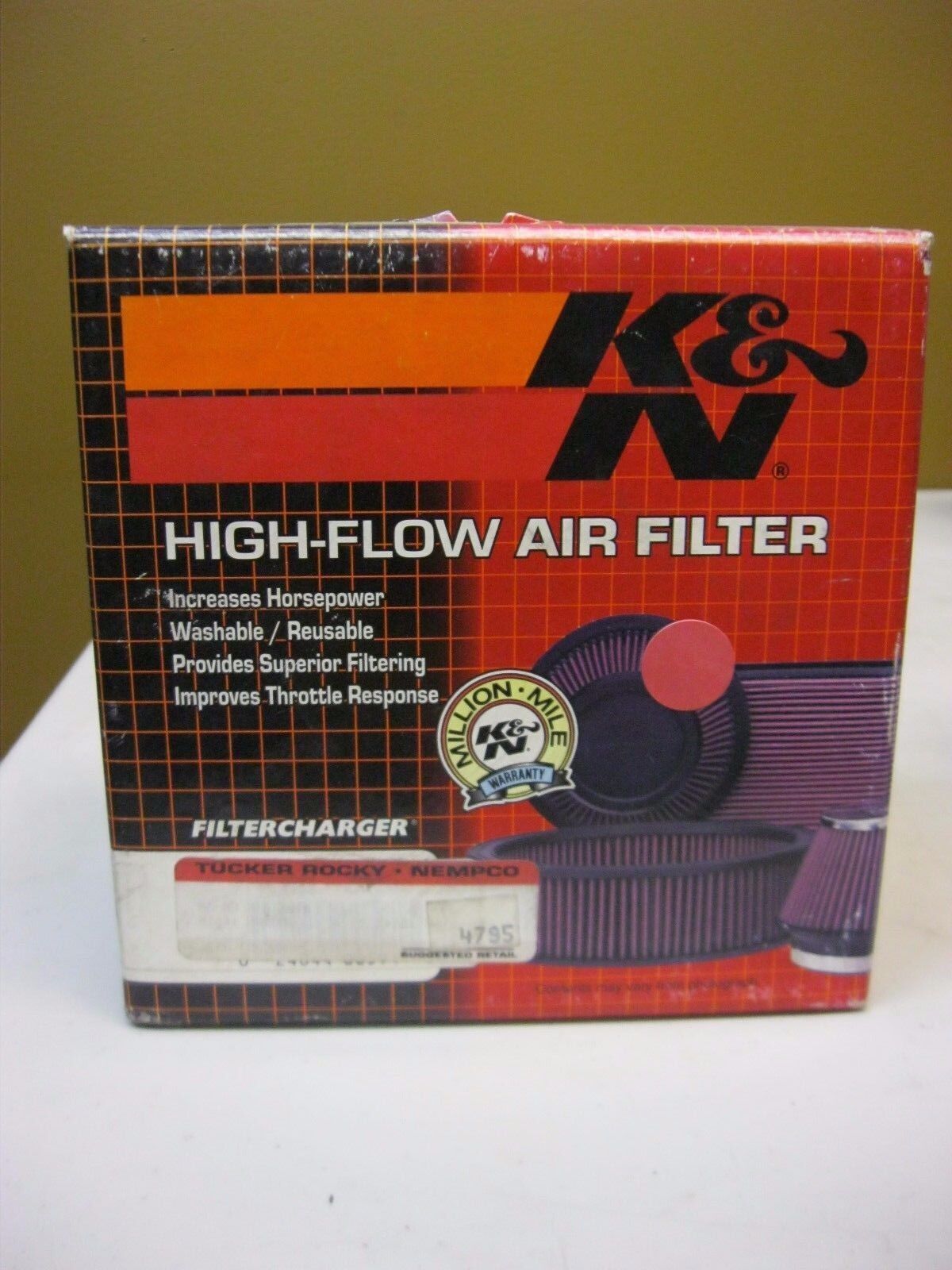 K&N HIGH-FLOW WASHABLE REPLACEMENT AIR FILTER 25566 FOR EVO 80-86 UP HD-2086