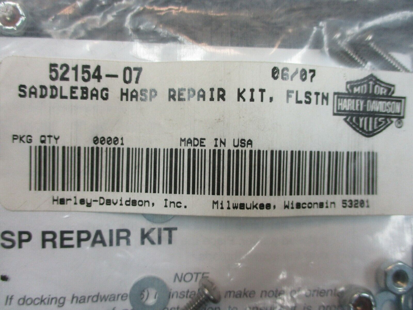 Harley Davidson OEM Saddle Bag Hasp Repair Kit FLSTN 52154-07