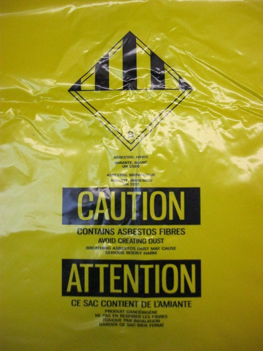 NEW 3MM YELLOW ASBESTOS DISPOSAL BAGS (PACK OF 30) 33" x 39-1/2" (84 X 101 cm)