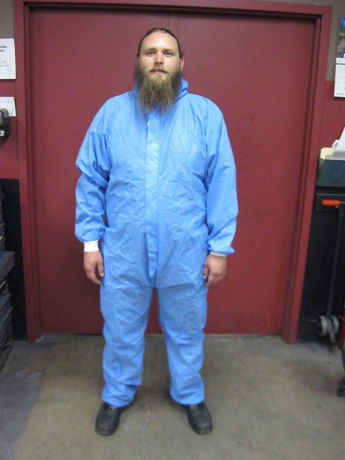 SINGLE BLUE SMS ENVIRONMENTAL CLEANUP / PAINT SUIT WITH HOOD SIZE XL