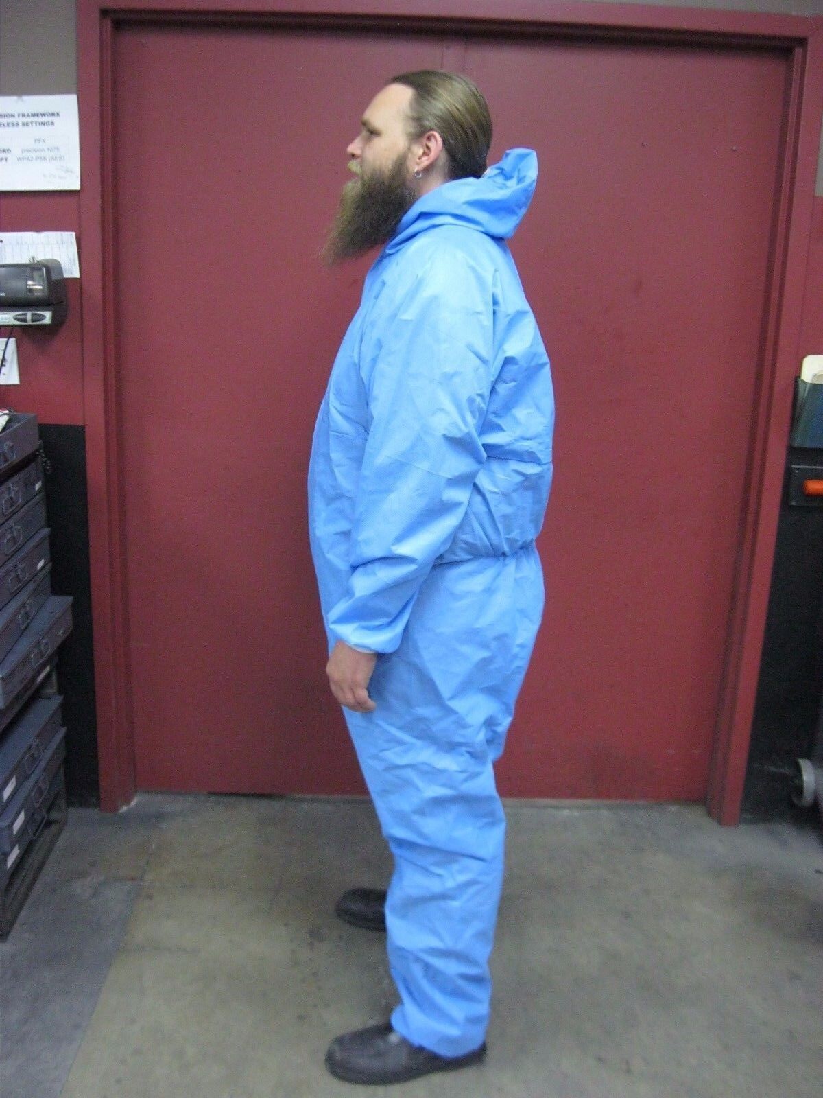 SINGLE BLUE SMS ENVIRONMENTAL CLEANUP / PAINT SUIT WITH HOOD SIZE XL