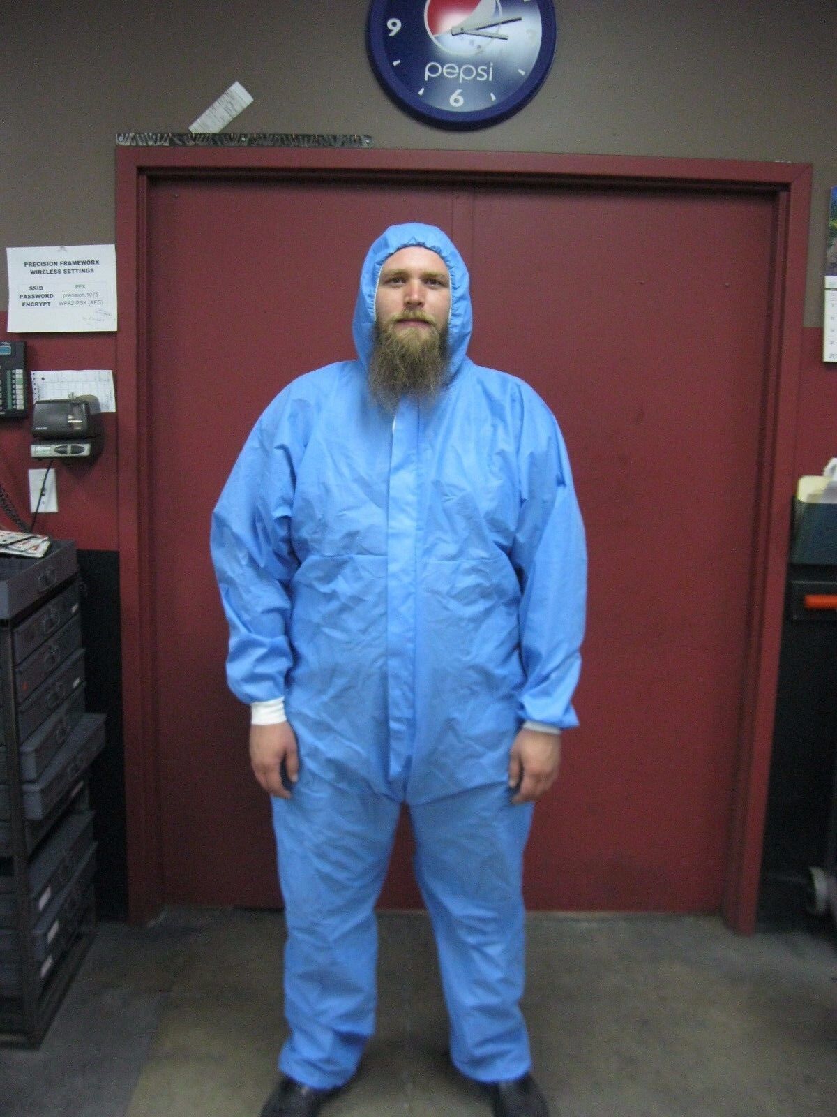 SINGLE BLUE SMS ENVIRONMENTAL CLEANUP / PAINT SUIT WITH HOOD SIZE XL