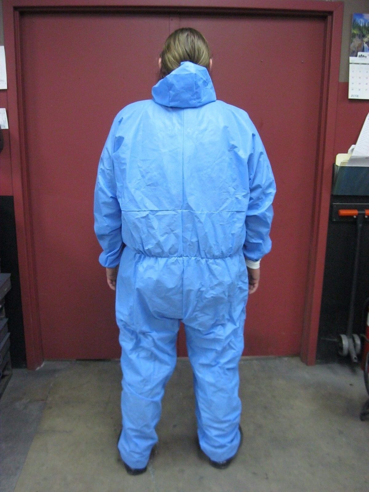 1 BLUE SMS PAINT SUIT COVERALLS WITH HOOD SIZE LARGE