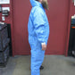 1 BLUE SMS PAINT SUIT COVERALLS WITH HOOD SIZE LARGE