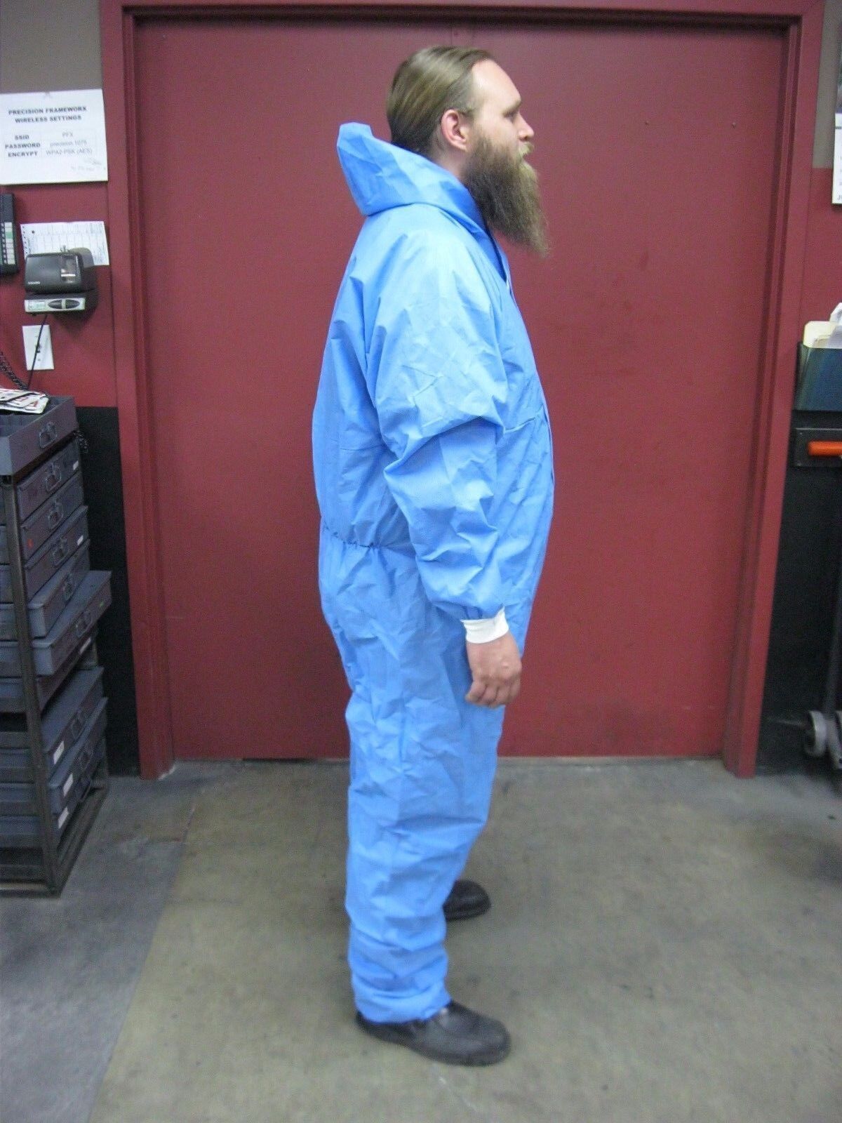1 BLUE SMS PAINT SUIT COVERALLS WITH HOOD SIZE LARGE