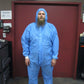 1 BLUE SMS PAINT SUIT COVERALLS WITH HOOD SIZE LARGE